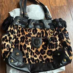 Leopard Print Juicy Couture Tote Bag with Black Accents